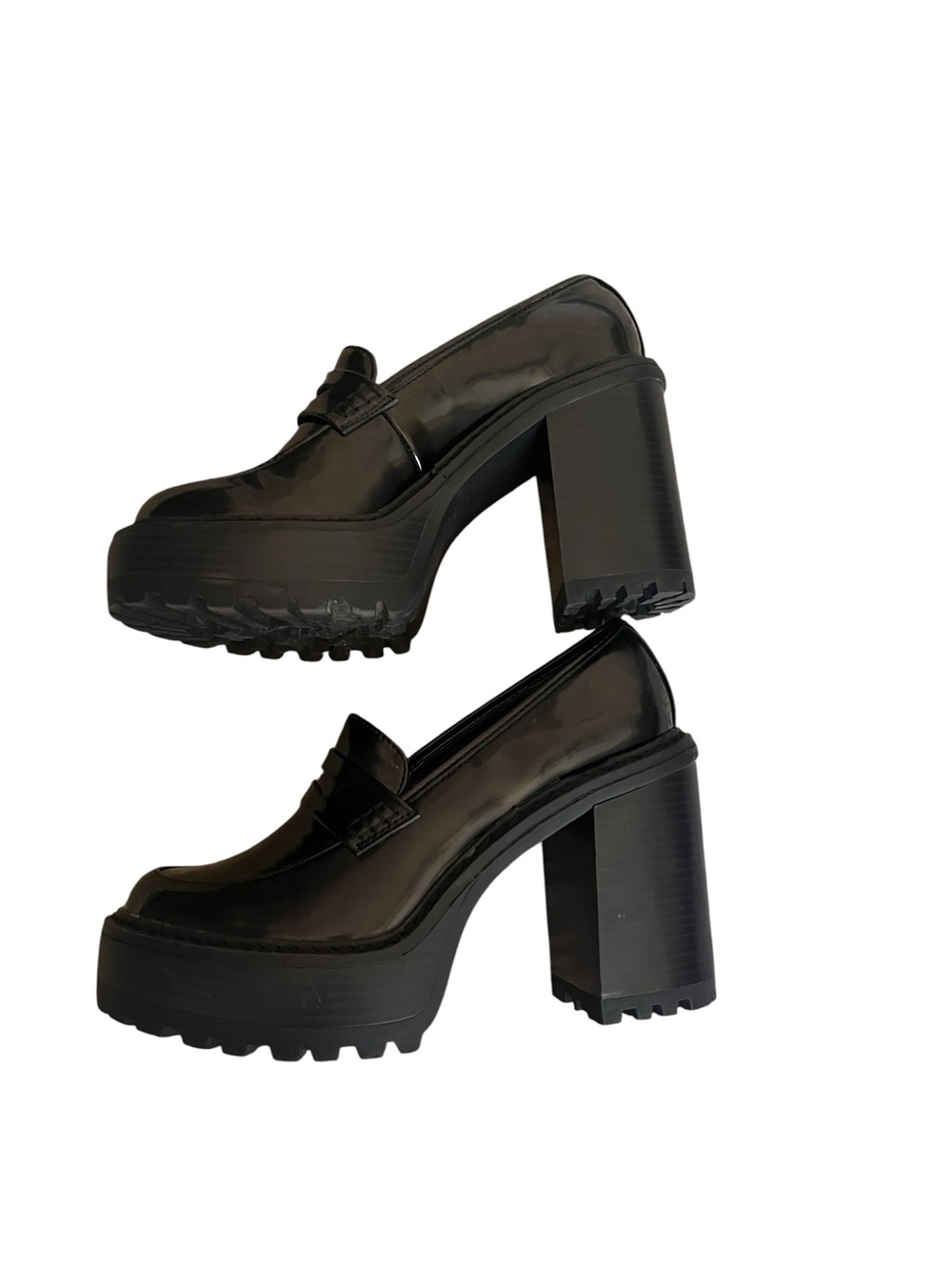 Madden Girl Black Patent Platform Penny Loafers - Picture 3 of 8